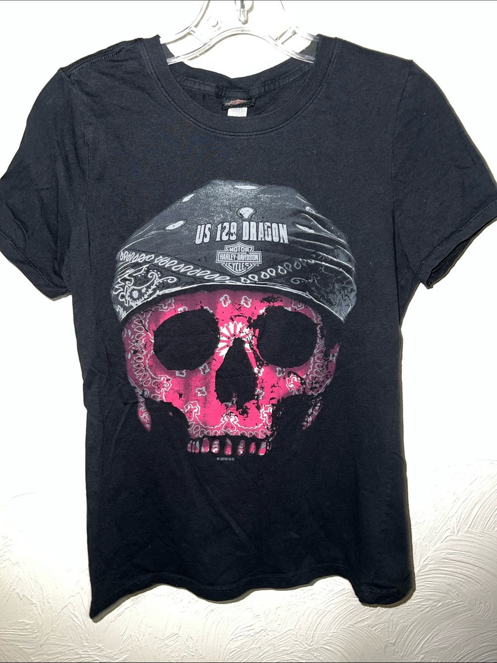 Women’s Harley-Davidson Black and Pink Skull Graphic Tee - Tail of the Dragon